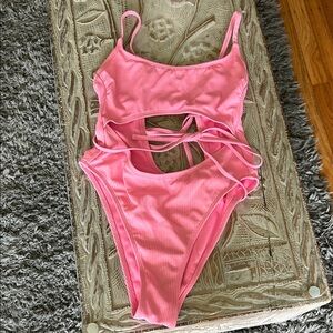 Wild Fable Pink Cutout One Piece Swimsuit